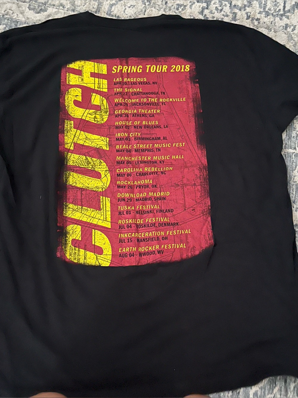 CLUTCH Black Graphic Tee with Yellow & Red Logo - Picture 2 of 3